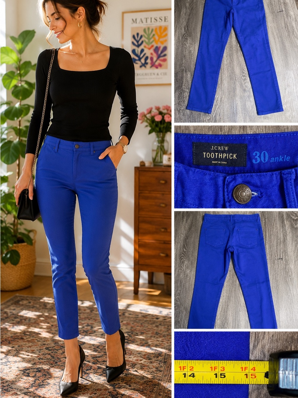 J.Crew Toothpick Skinny Jeans Blue Size 30 Ankle Mid Rise Stretch